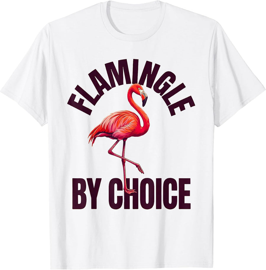 Men's Flamingle By Choice Funny Pink Flamingo Novelty Humor Gift T-Shirt - White