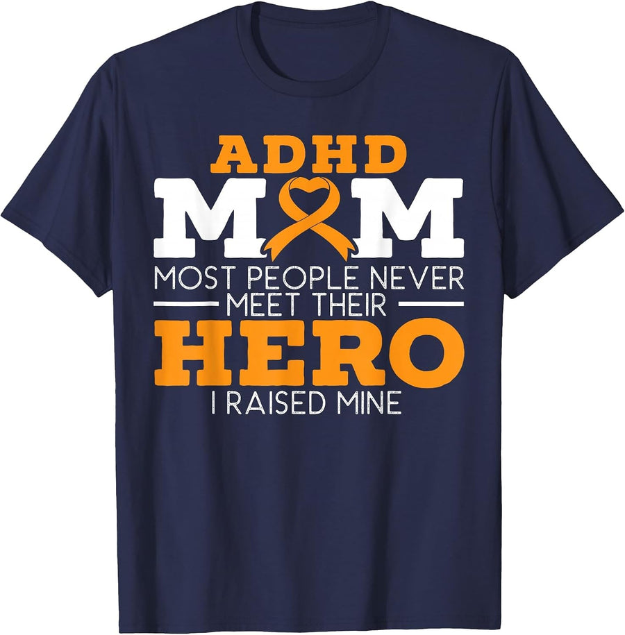 ADHD Mom ADHD Awareness Embrace Neurodiversity T-Shirt - Navy Blue