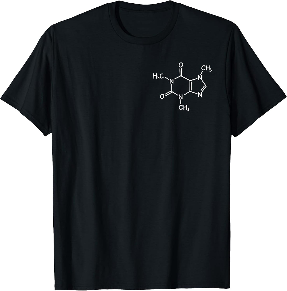 Caffeine Molecule Design for Coffee and Science Fans T-Shirt - Black