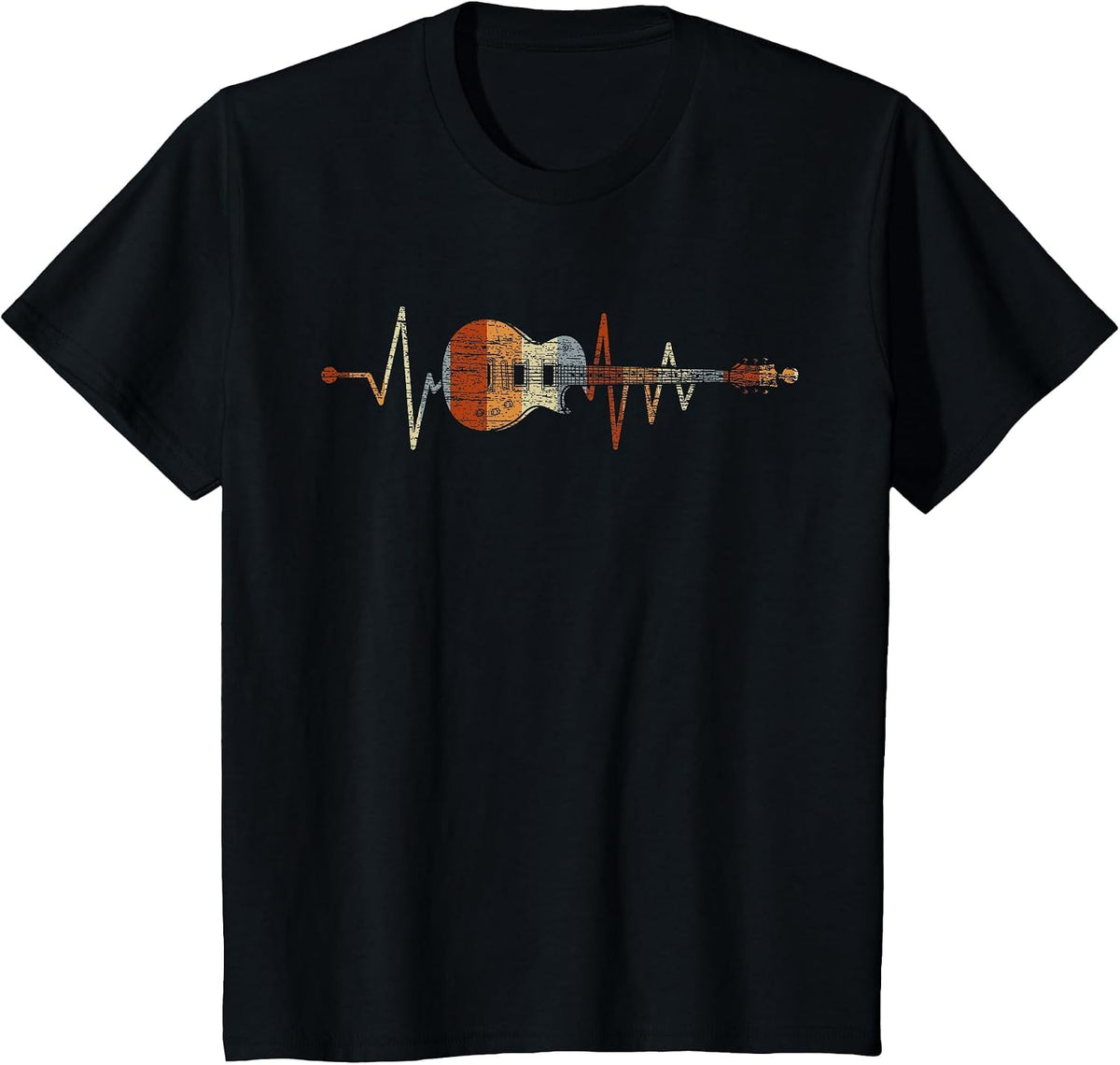 Heartbeat Guitarist Guitar T-Shirt - Black