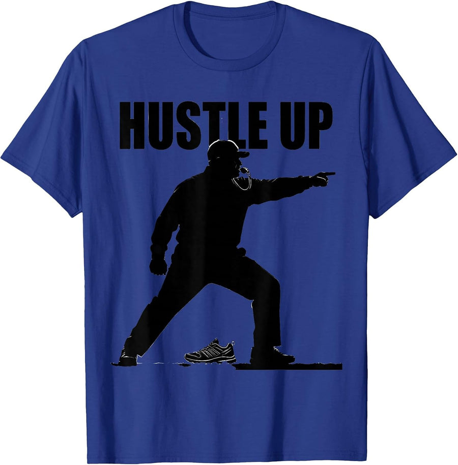 Hustle Up PE Teacher Gym Class Physical Education Coach Back T-Shirt - Royal Blue