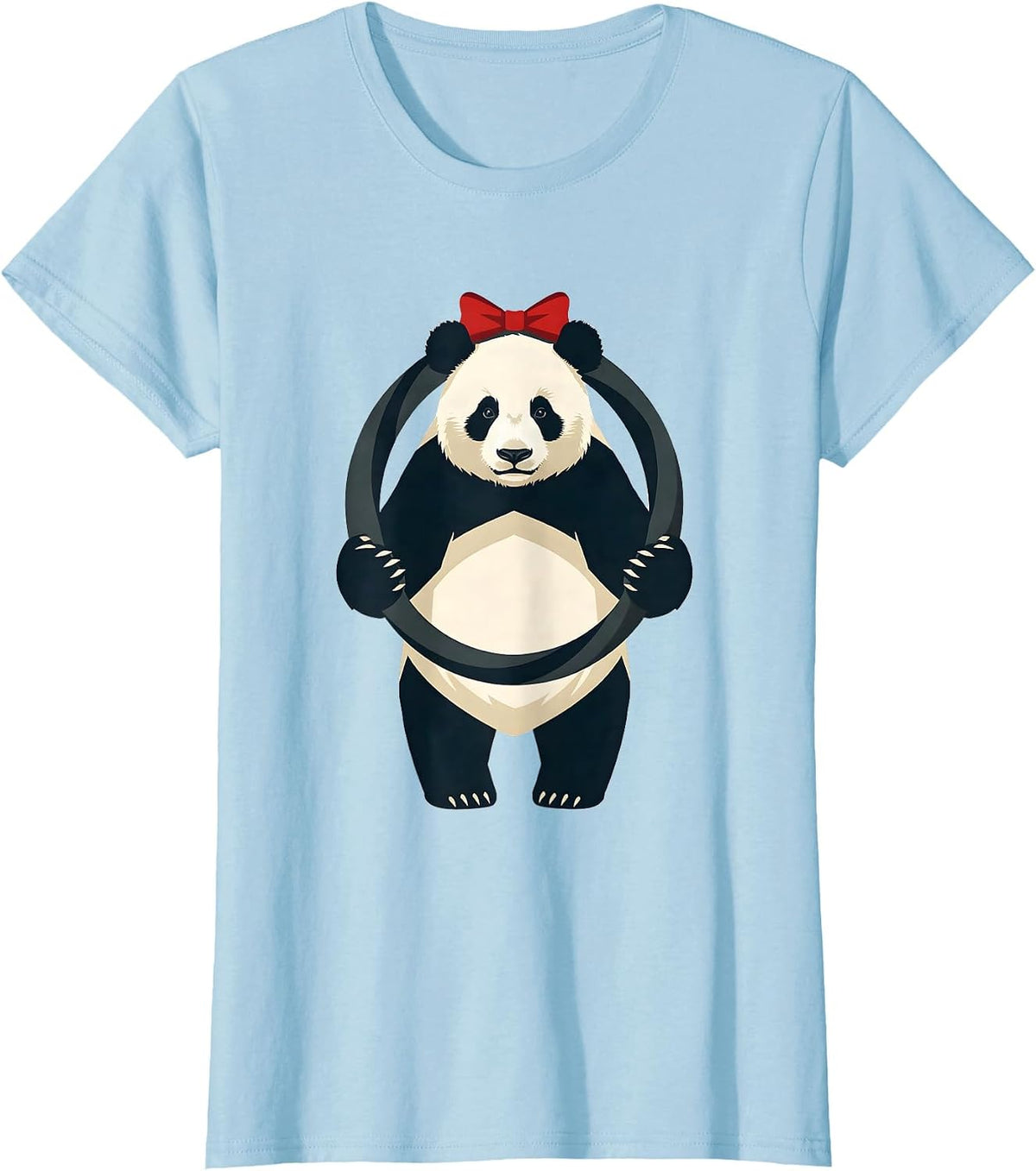 Giant Panda Wreath Flat Vector Animal Lover Gift T-Shirt - Baby Blue