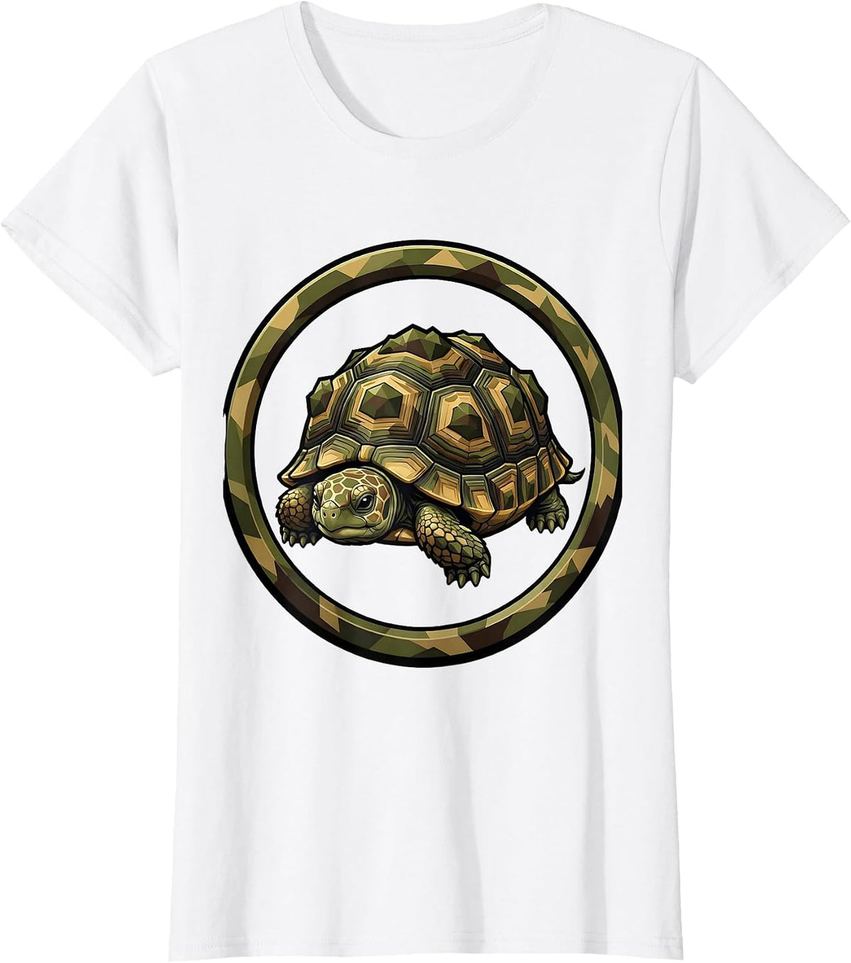 Baby Turtle Camo Shell Cute Wildlife Graphic T-Shirt - White
