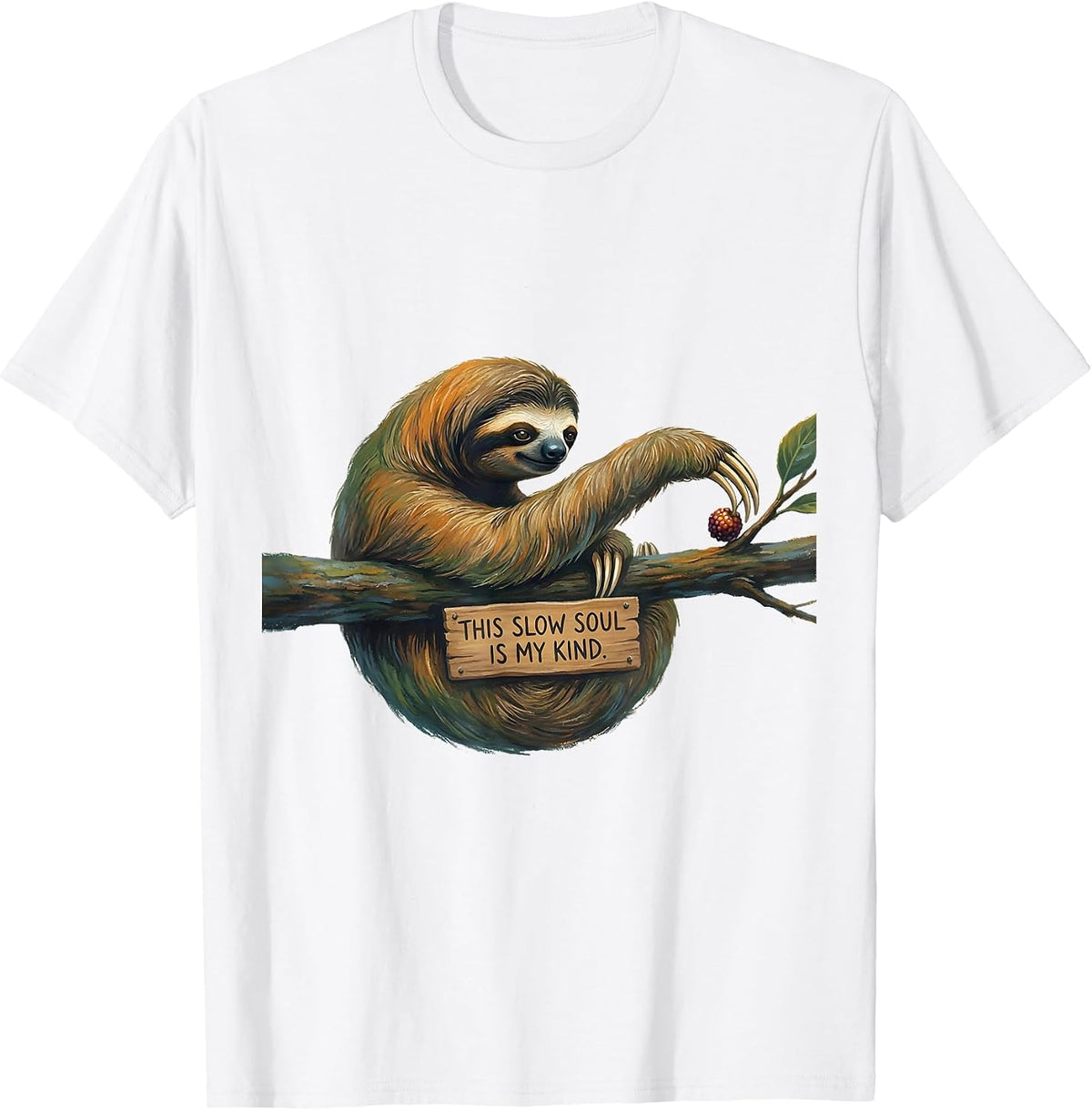 Men's This Slow Soul Is My Kind Funny Sloth Lover Novelty Gift T-Shirt - White