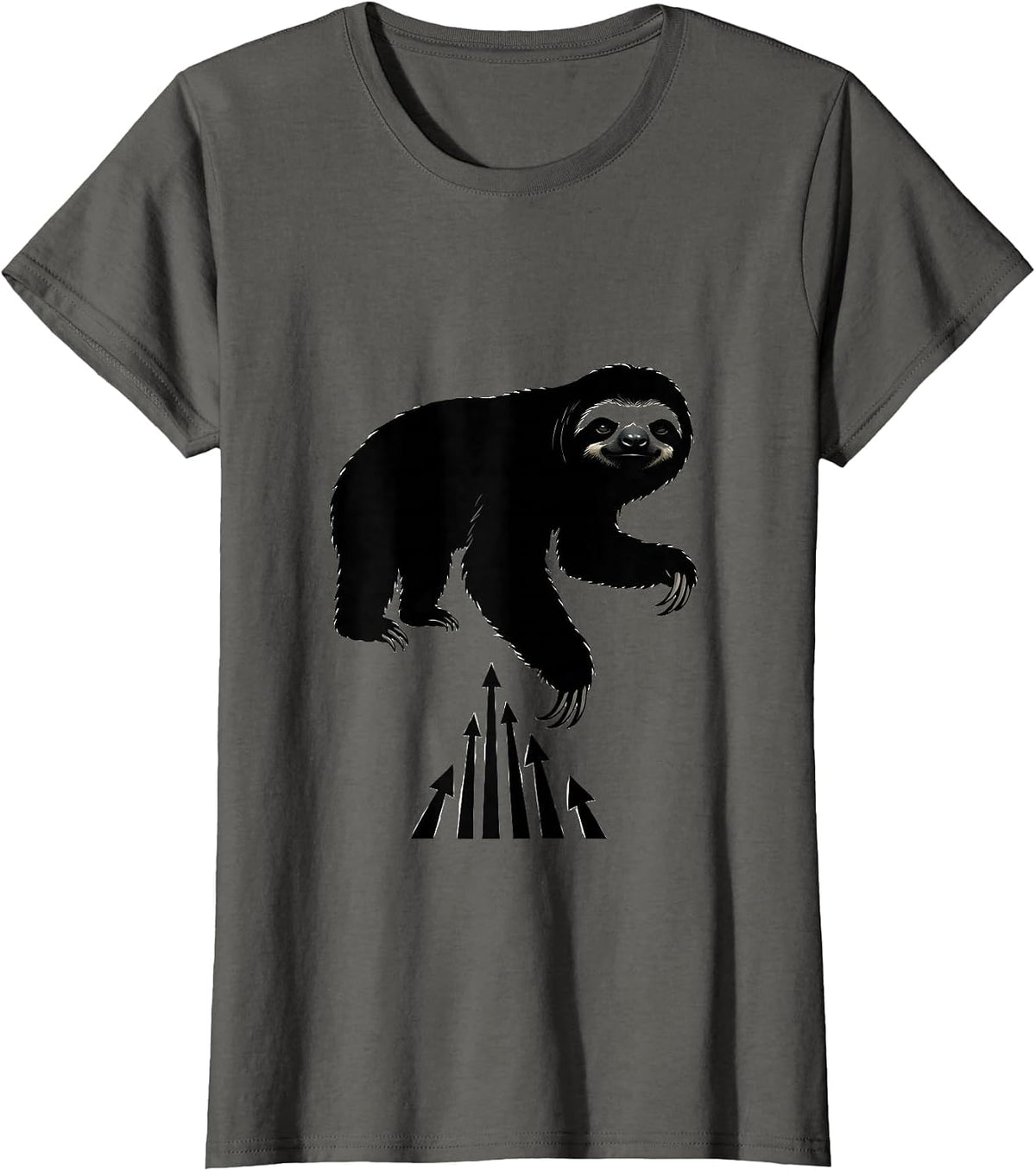 Women's Sloth Silhouette Funny Sloth Lover Gift T-Shirt - Asphalt Grey