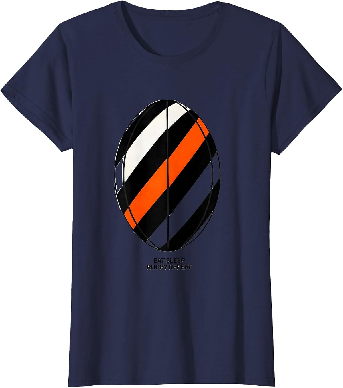 Women's EAT SLEEP RUGBY REPEAT Funny Rugby Fan Rugby Player Sport T-Shirt - Navy Blue