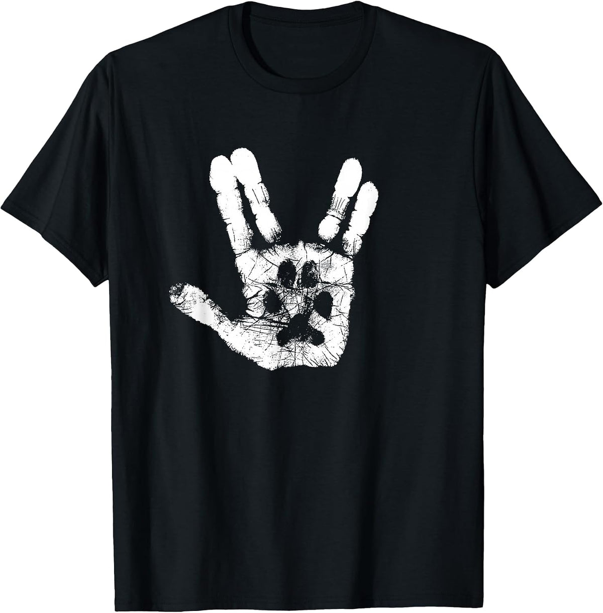 Hand & Paw Print - Animal Lover - Prosper & Live Long T-Shirt - Black