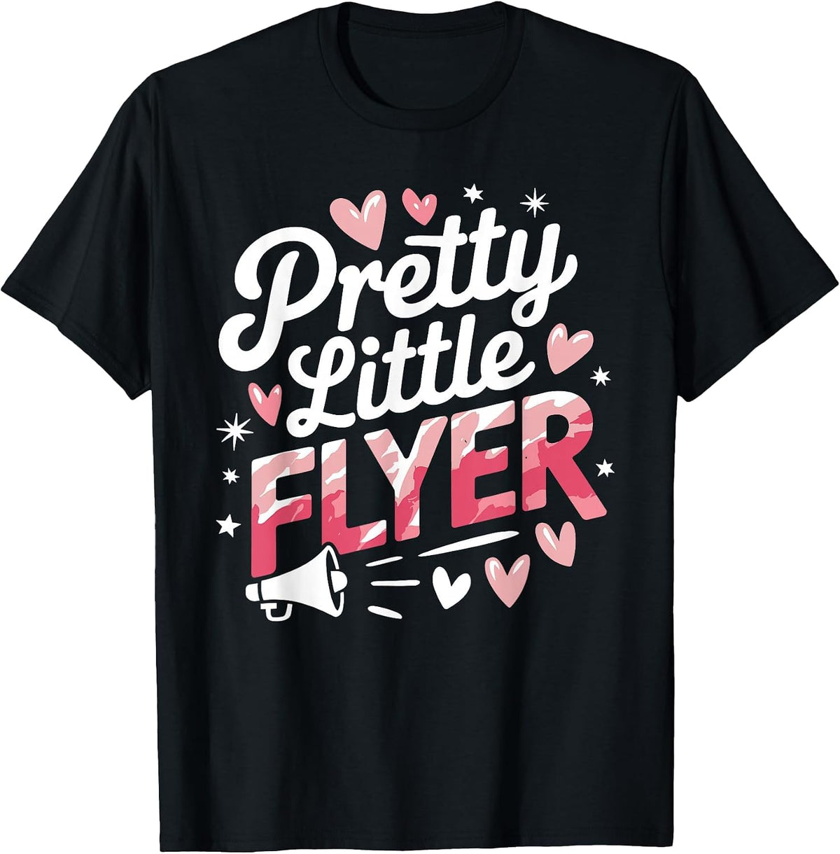 Pretty Little Flyer, Cheering Cheerleader Cheerleading T-Shirt - Black