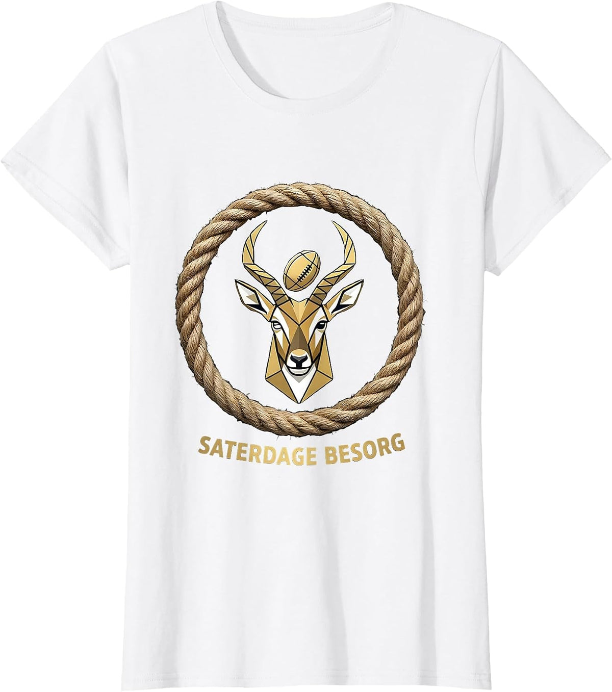 Saterdage Besorg Patriotic Rugby Fan South African Pride T-Shirt - White
