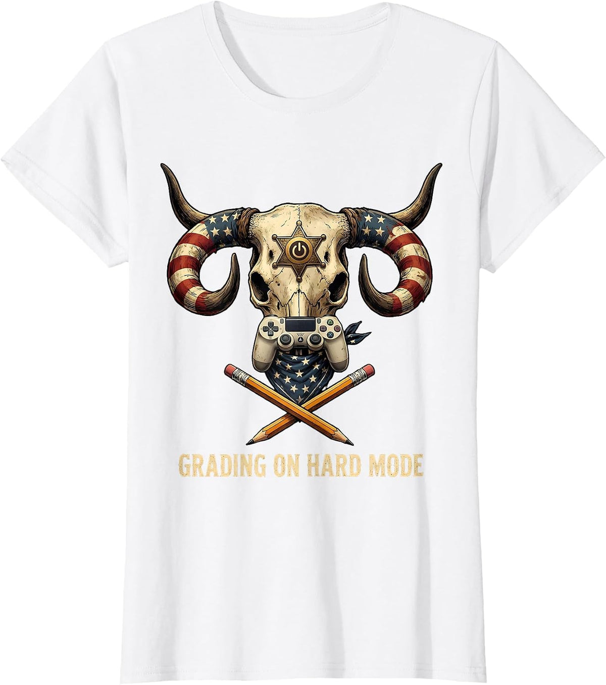 Women's Grading on Hard Mode Technology Gaming Teacher T-Shirt - White
