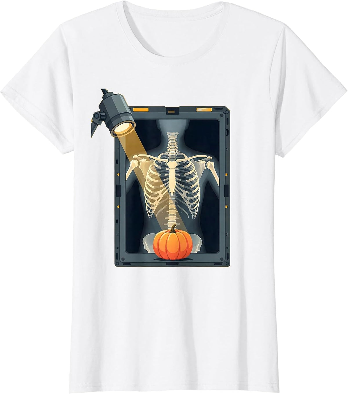 Radiant Bat X-Ray Tech Halloween Radiology Crew T-Shirt - White