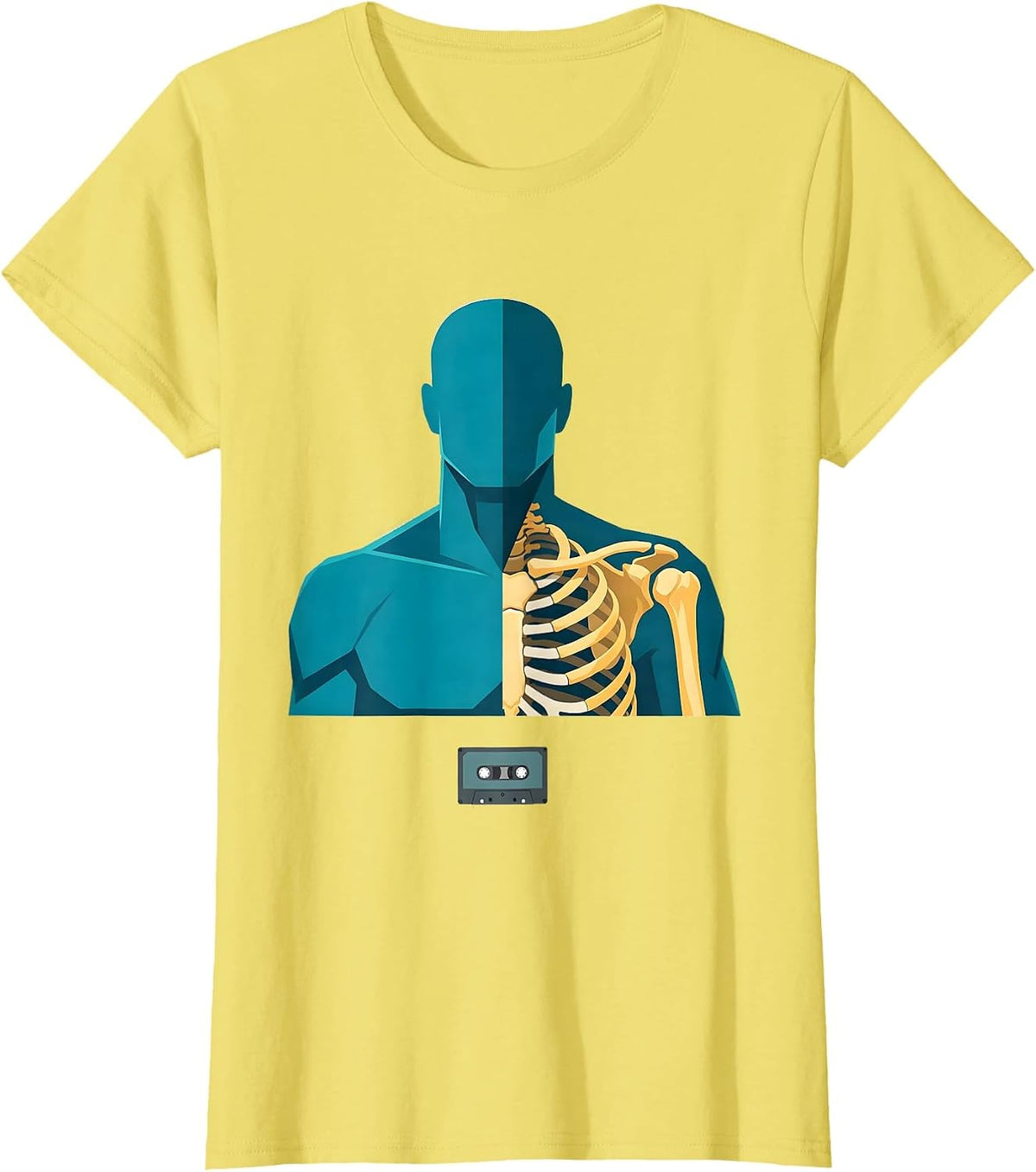 Shoulder and Collarbone Bone Shape Radiology Tech Humor T-Shirt - Lemon Yellow