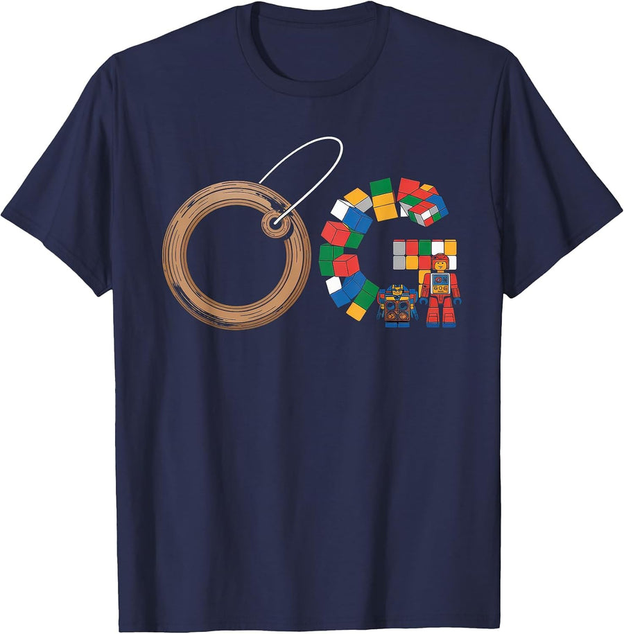 Old School OG Tshirt Hip Hop Vinyl CDs Tapes 80s 90s Retro T-Shirt - Navy Blue