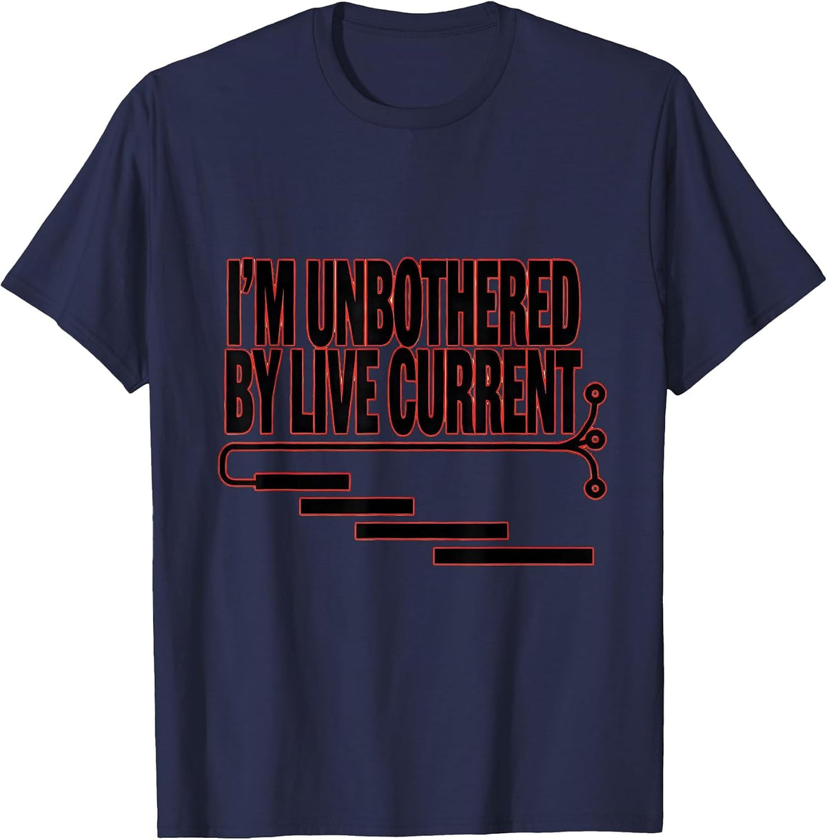 I’m Unbothered By Live Current Funny Electrician Skeleton T-Shirt - Navy Blue