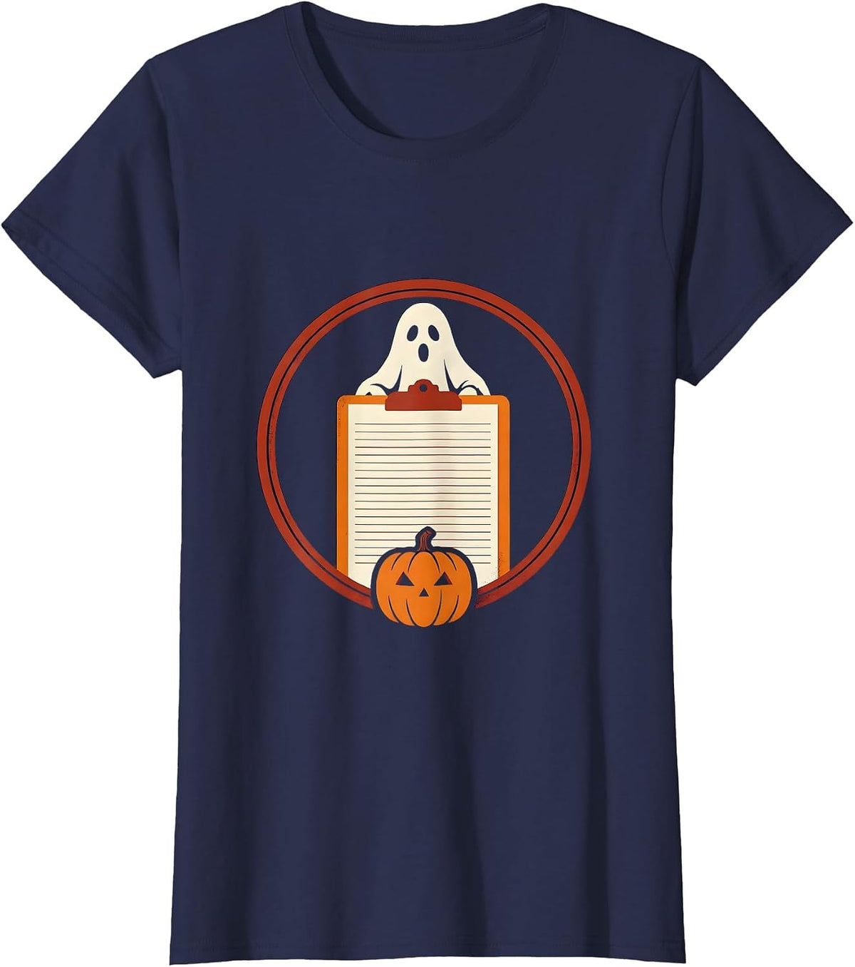 Women's Para Normal Ghost Badge Paraprofessional Halloween T-Shirt - Navy Blue