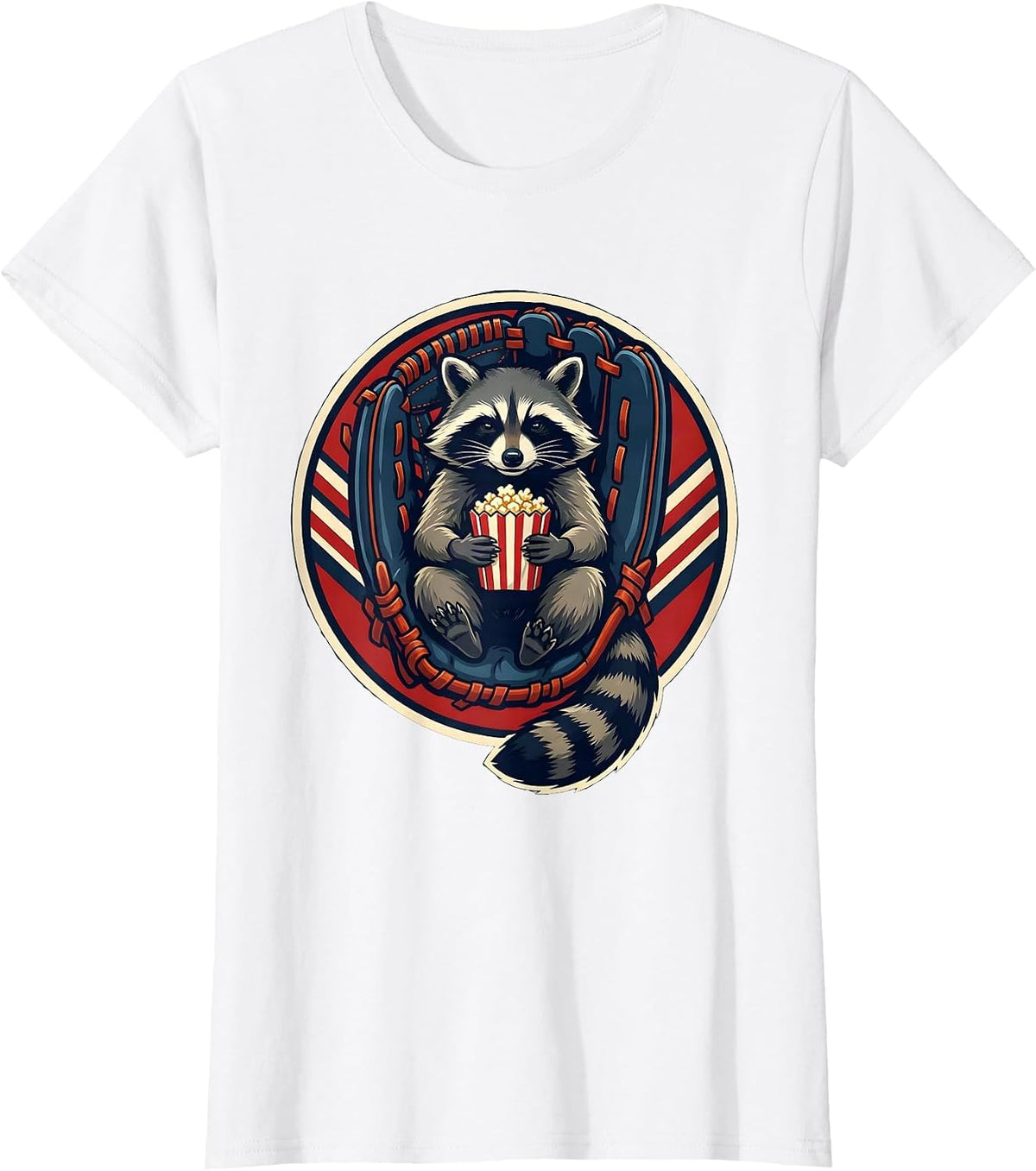Trash Panda Shield Raccoon Catcher Mitt Sports Humor T-Shirt - White