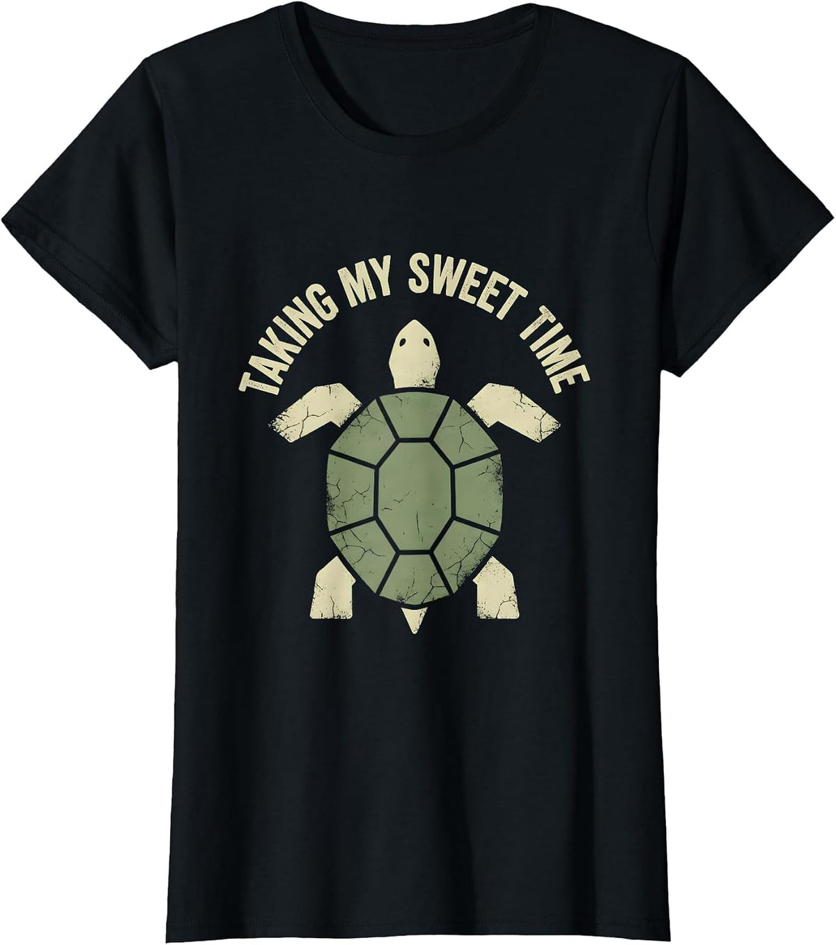 Taking My Sweet Time Turtle Graphic Design T-Shirt - Black