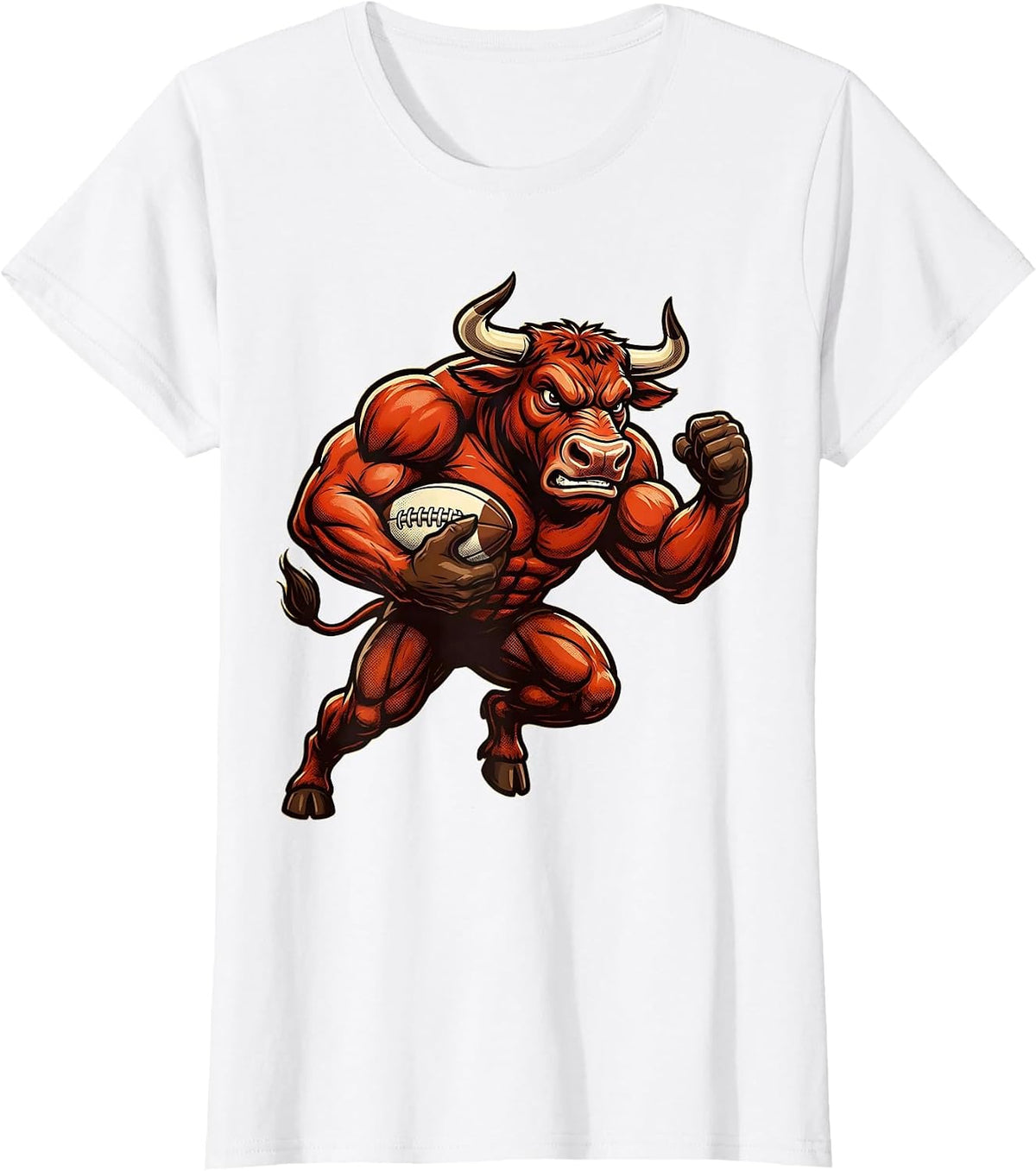 Angry Charging Bull Rugby Graphic T-Shirt - White