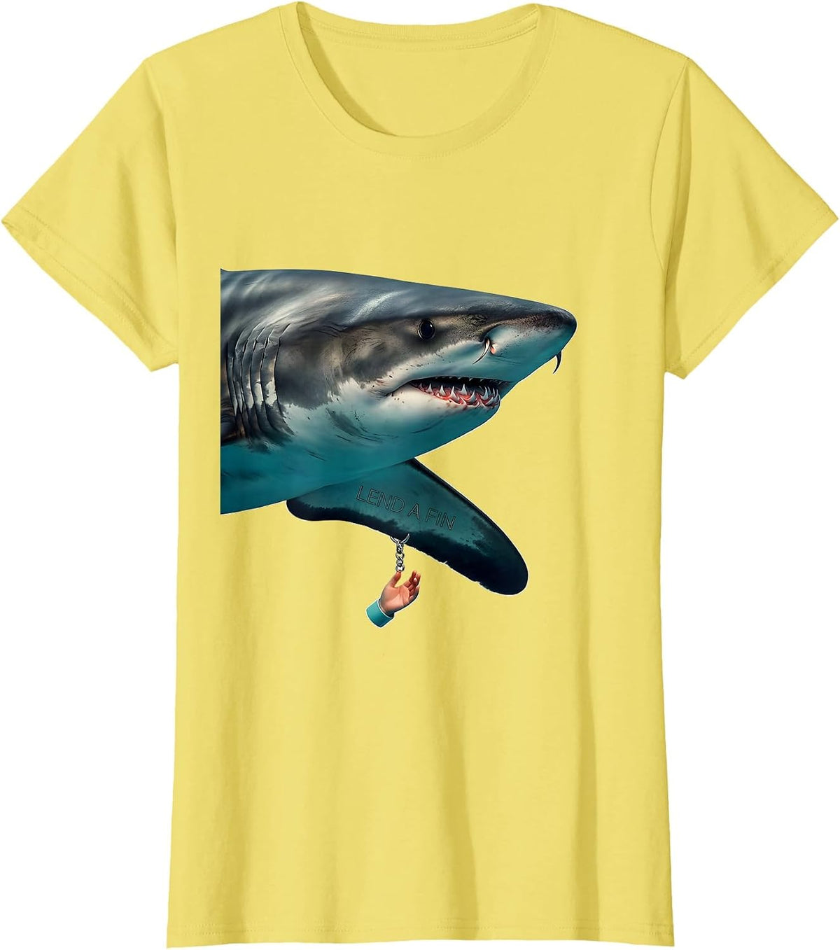 Lend A Fin Midcentury Modern Funny Shark Lover Marine T-Shirt - Lemon Yellow