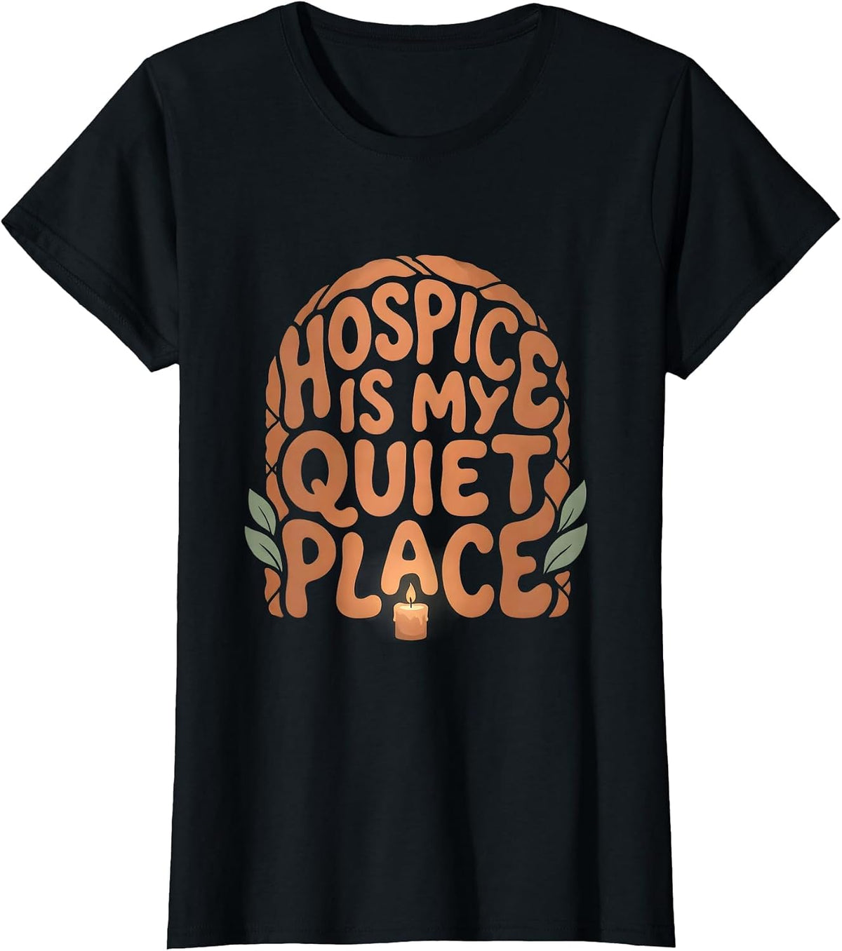 Women's Hospice Is My Quiet Place Boho Nurse Appreciation Gift T-Shirt - Black