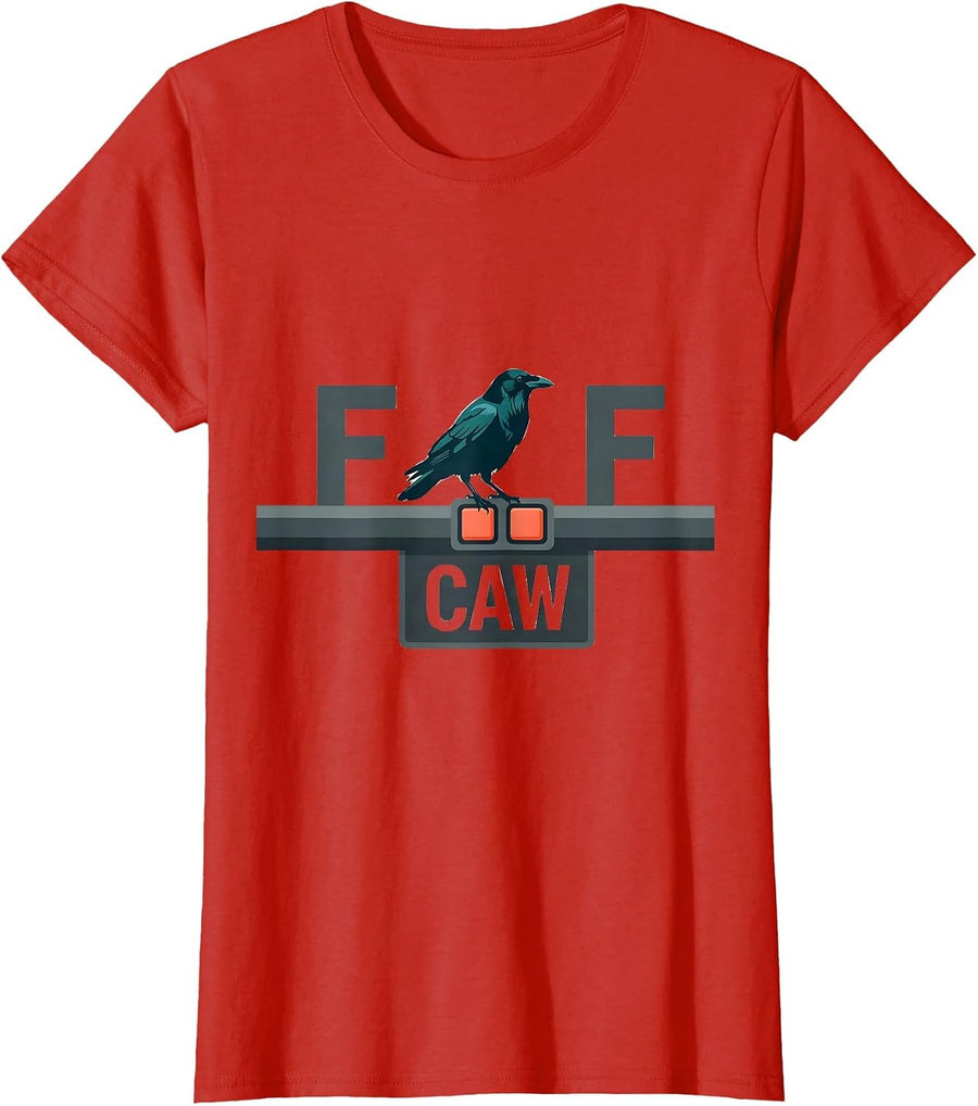 Women's F-CAW-F Funny Crow Meme Raven Lover Bird Fan Humor T-Shirt - Red