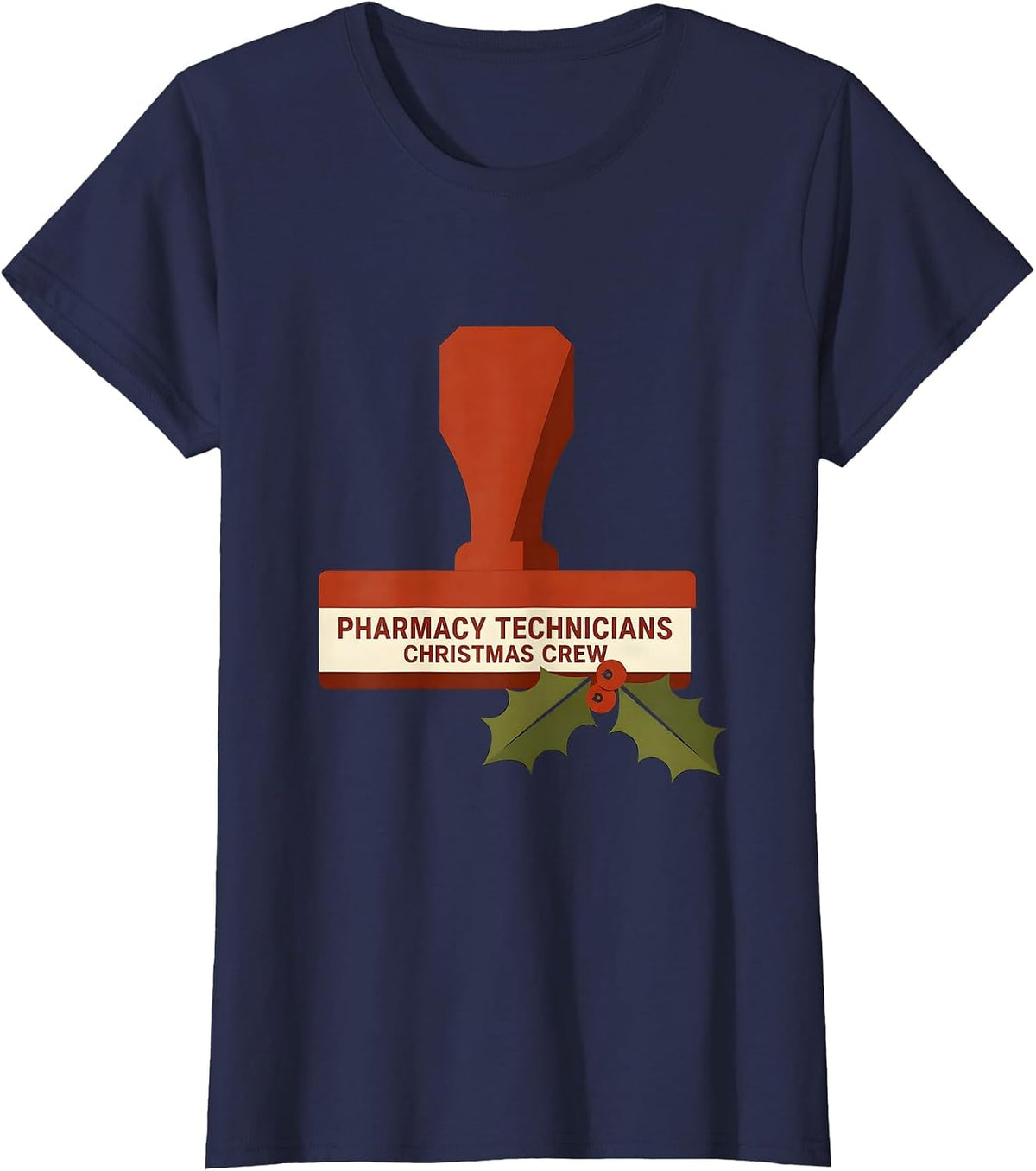 Women's Pharmacy Technicians Christmas Crew Funny Pharmacy Squad T-Shirt - Navy Blue