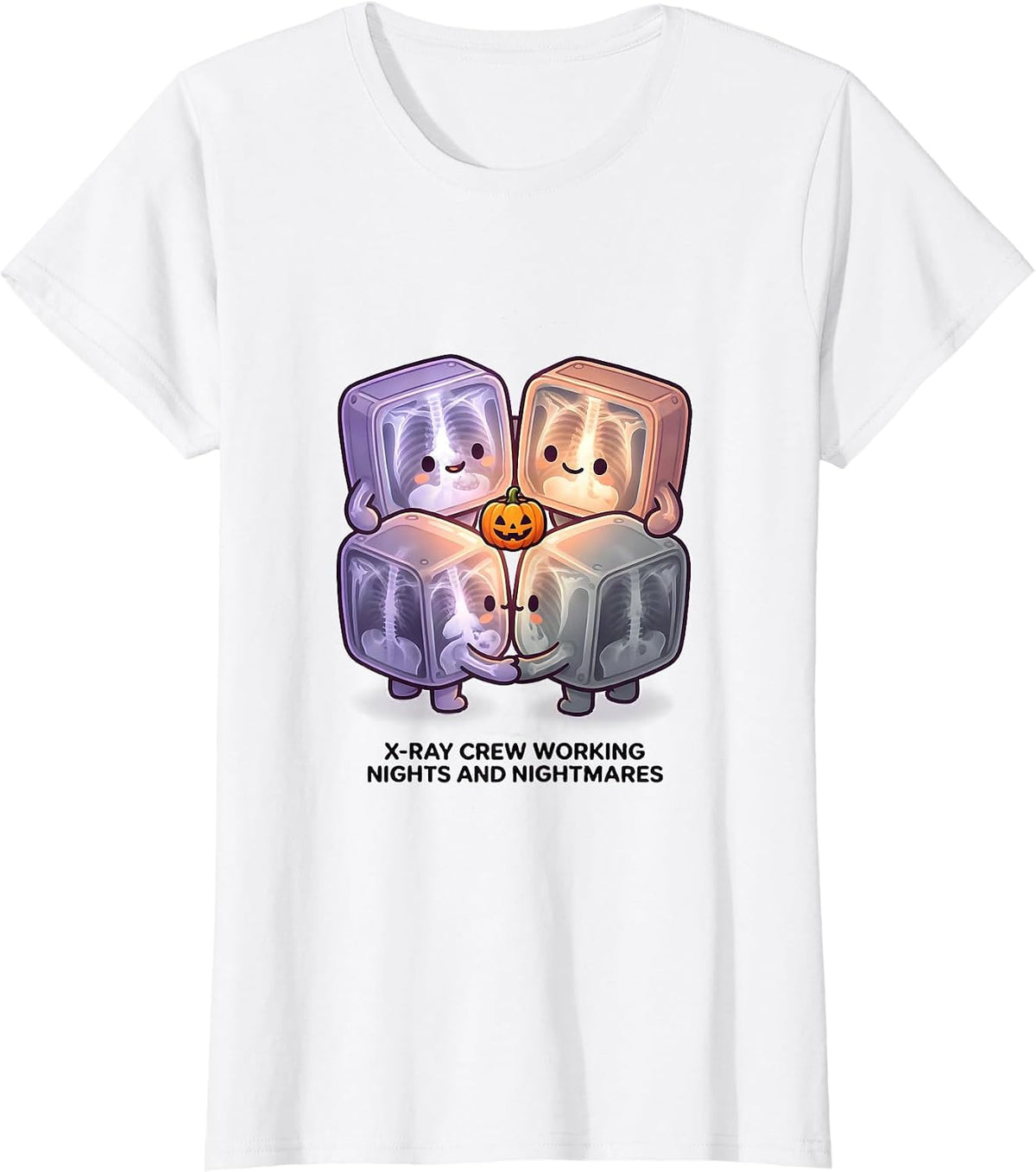 Women's X-Ray Crew Working Nights And Nightmares Cute T-Shirt - White