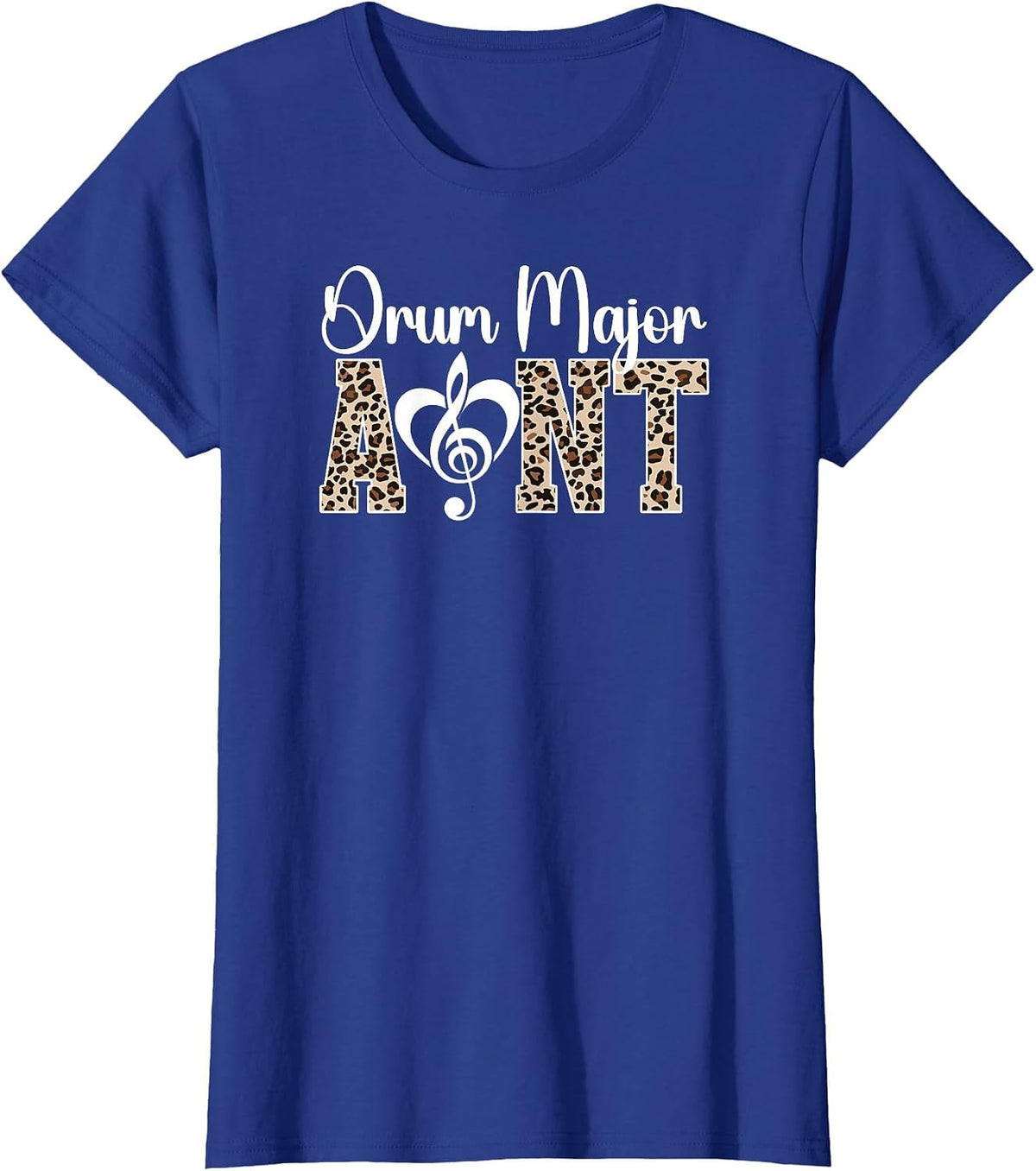 Drum Major Aunt of A Drum Major Auntie Leopard T-Shirt - Royal Blue