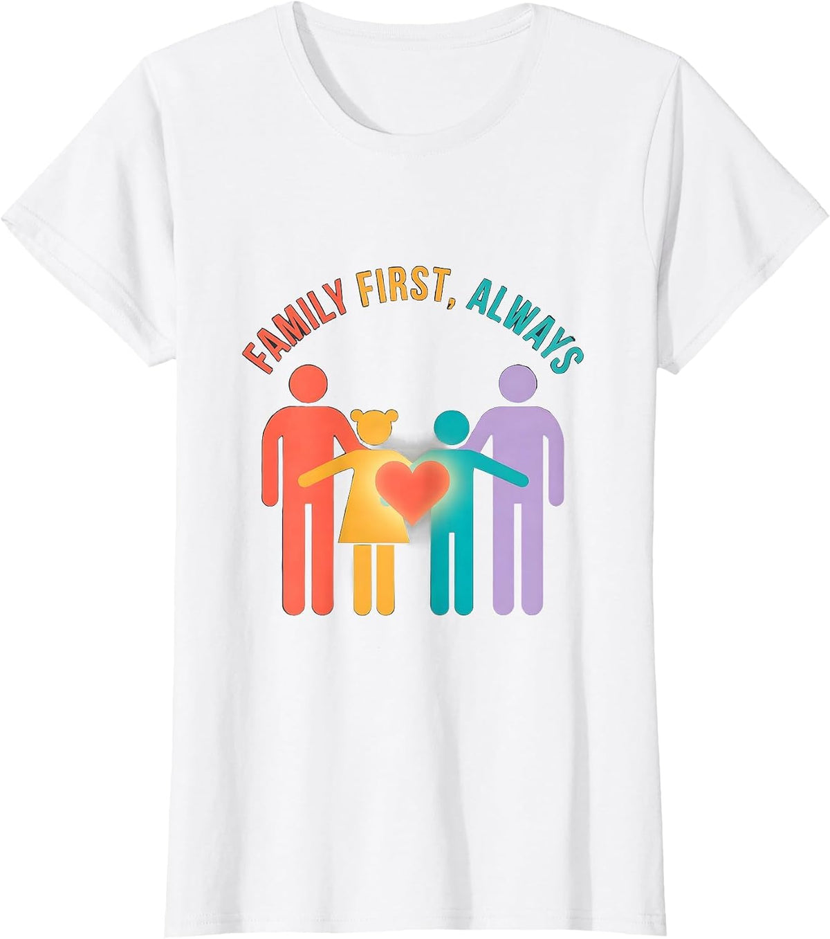 Family First Always Bold Statement Design T-Shirt - White