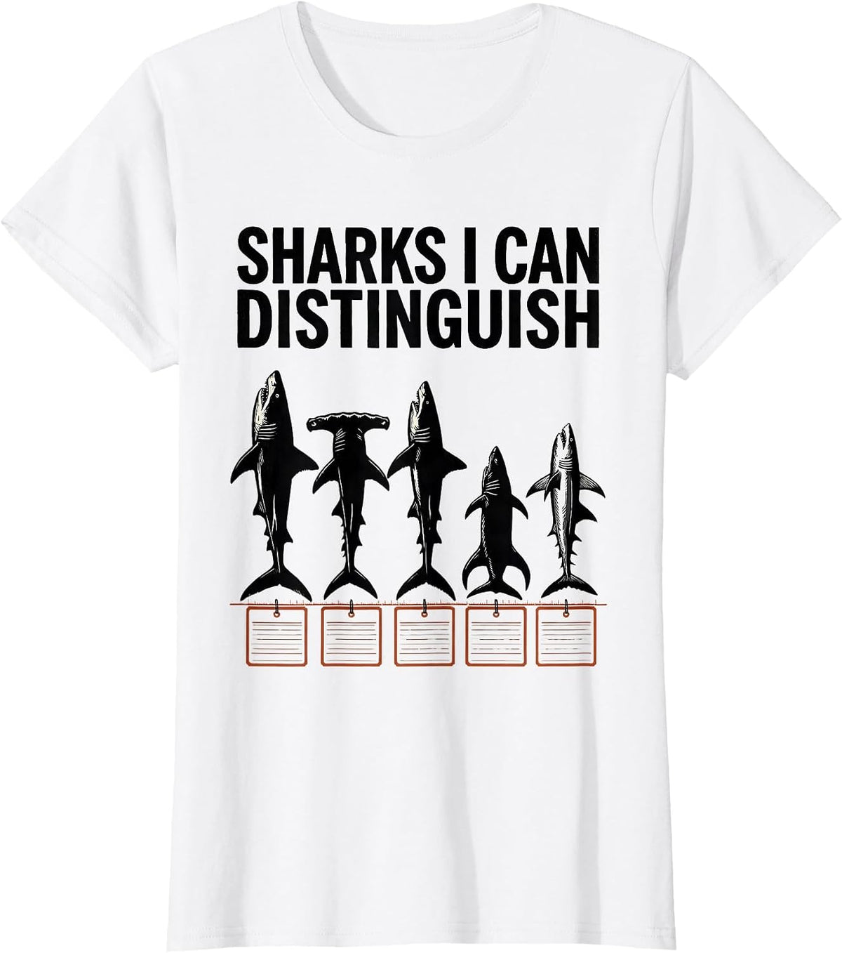 Sharks I Can Distinguish Linocut Marine Biology Enthusiast T-Shirt - White