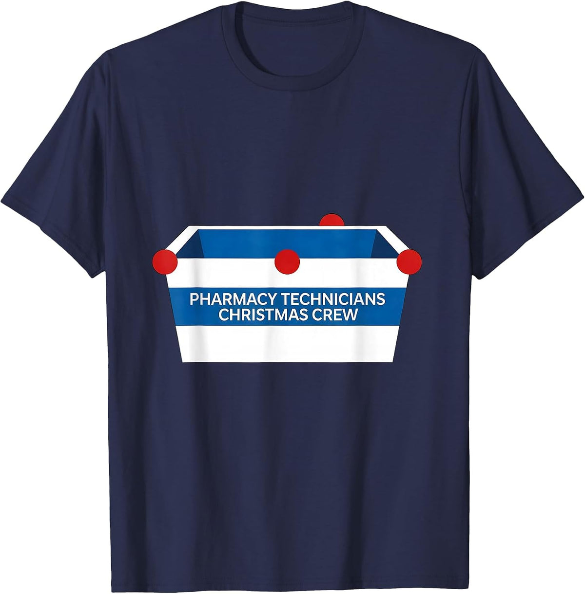 Men's Pharmacy Technicians Christmas Crew Funny Matching Holiday T-Shirt - Navy Blue