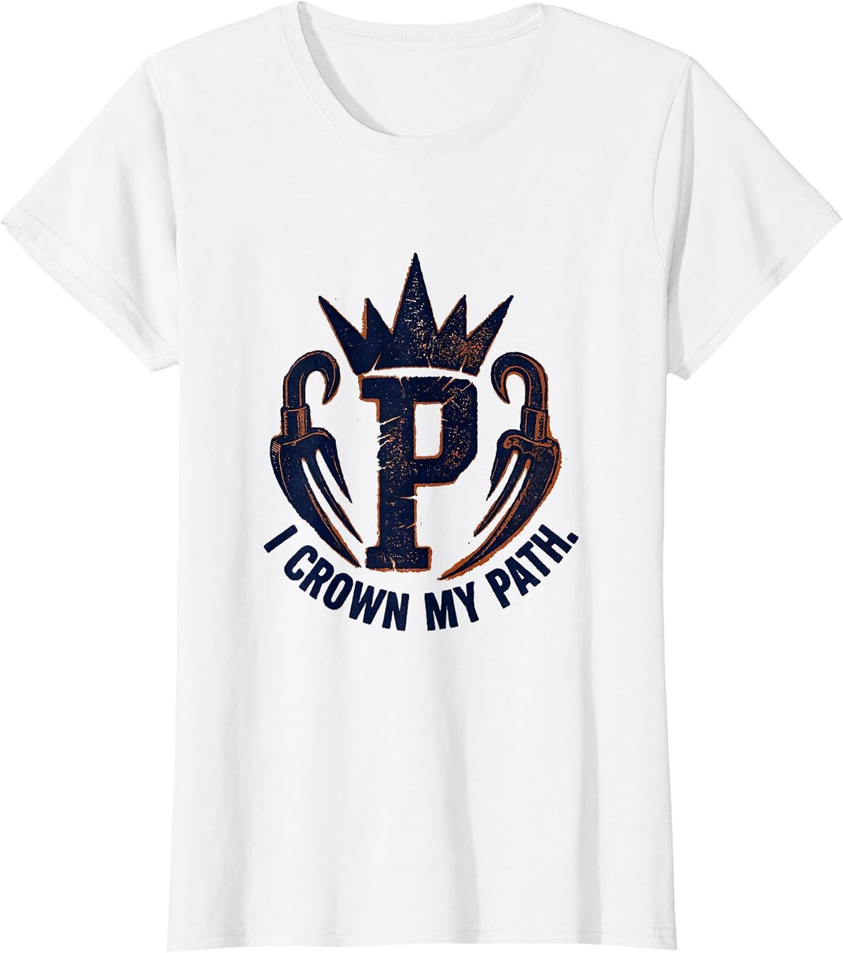 I Crown My Path Rubber Stamp Crown Alphabet Monogram T-Shirt - White