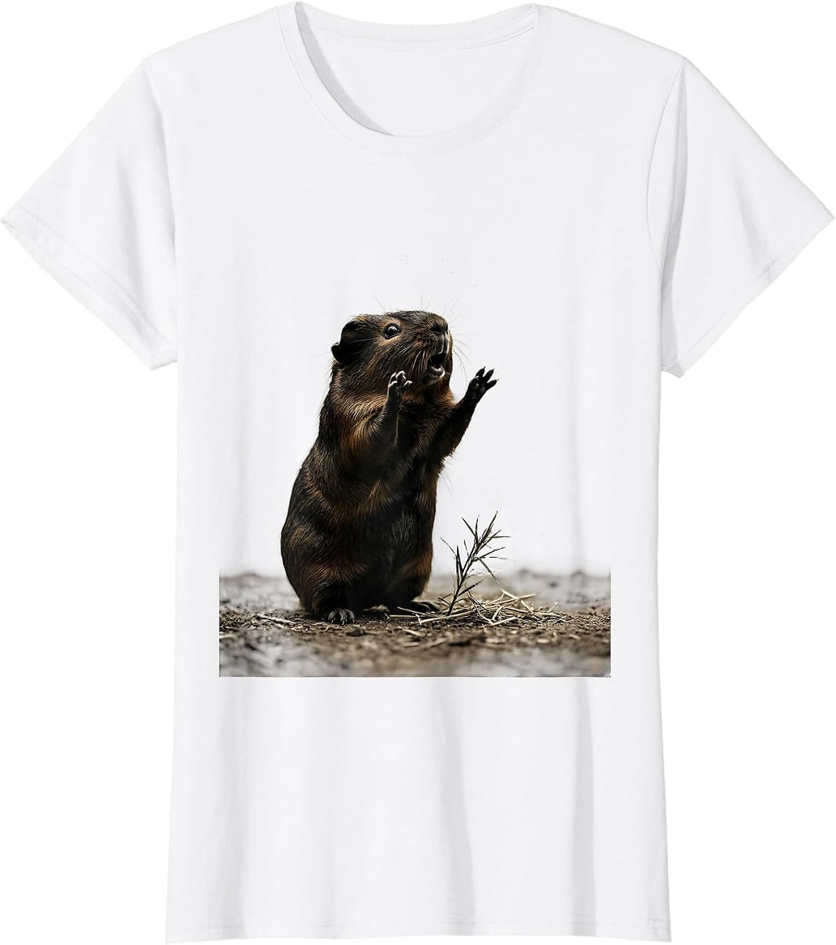 Guinea Pig Presenting Gesture Minimalist Cavy Lover Humor T-Shirt - White