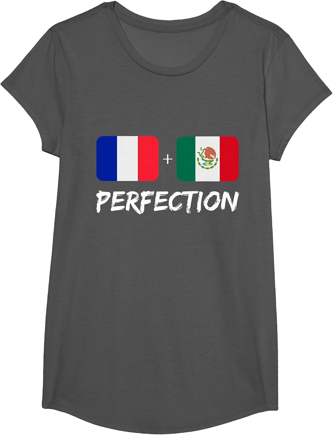 French Plus Mexican Perfection Mix Heritage Flag T-Shirt - Girls Asphalt Grey