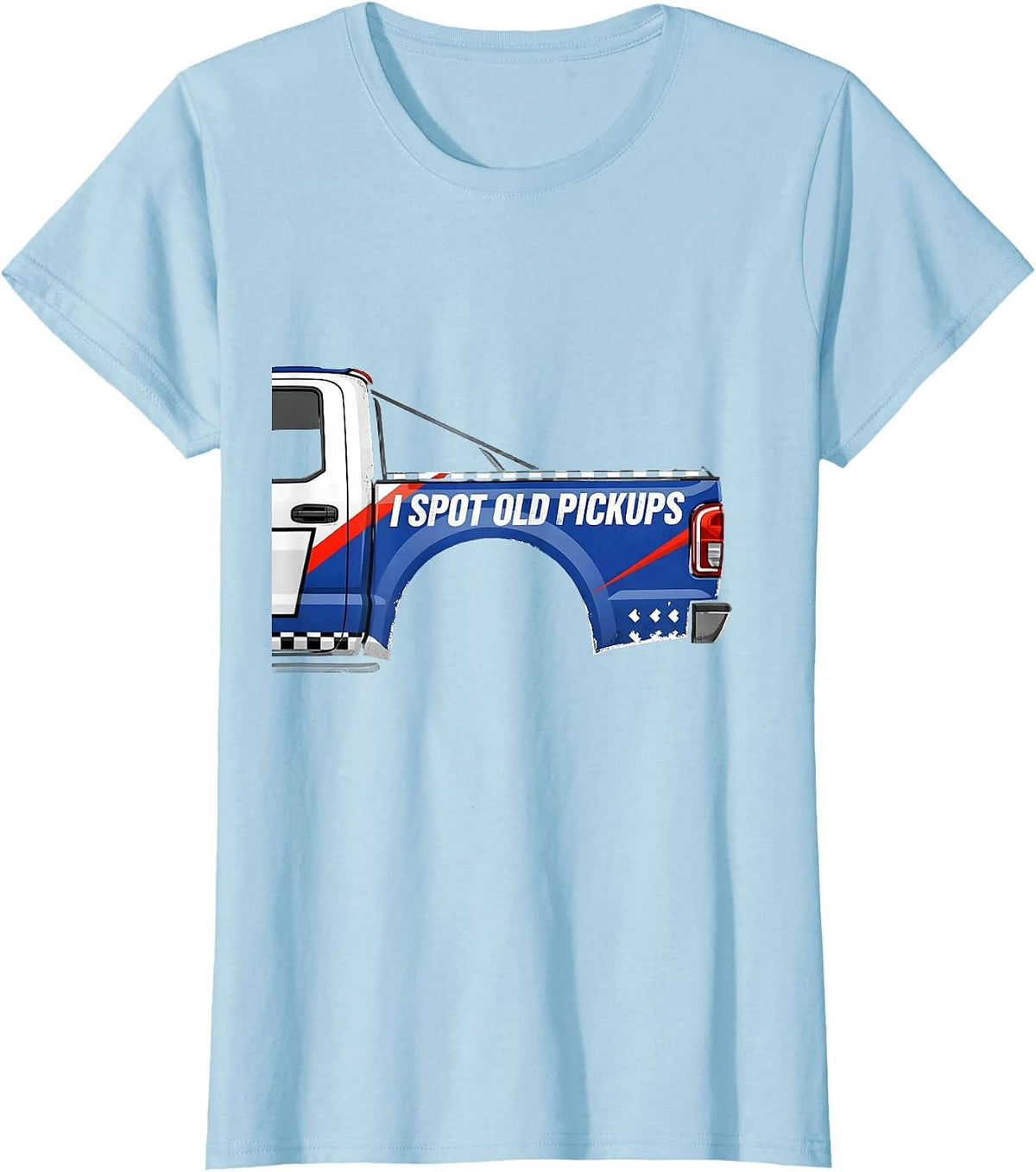 I Spot Old Pickups Racing Livery Graphic Trucker Driver T-Shirt - Baby Blue