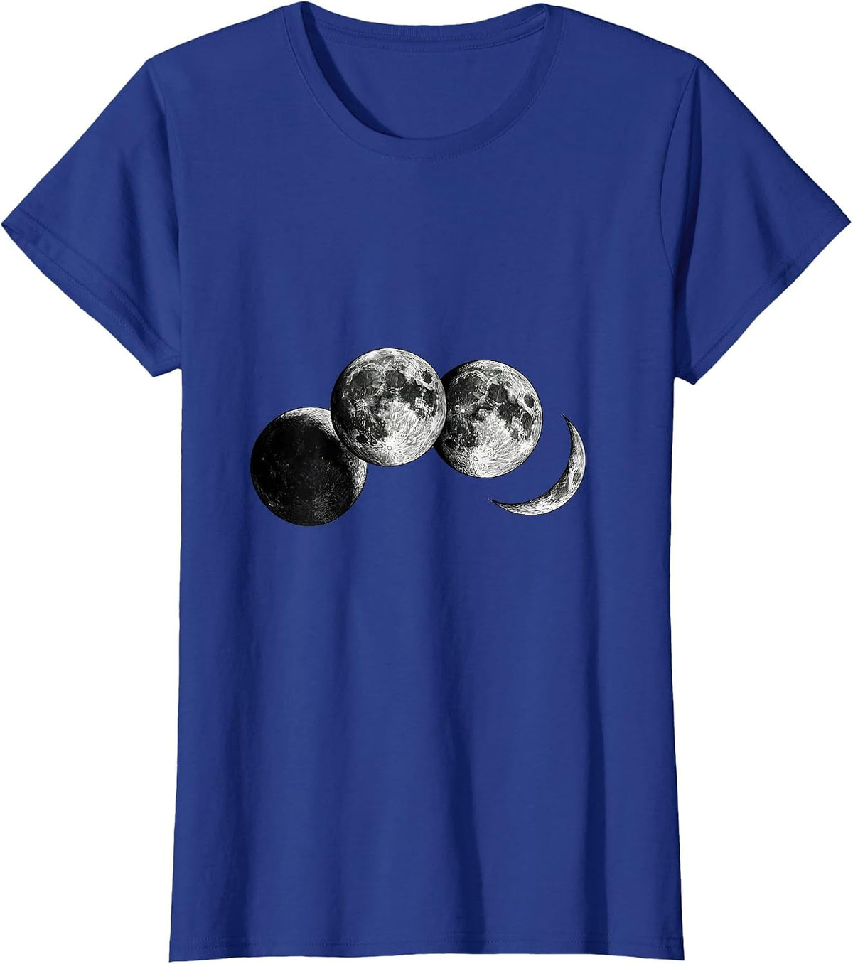 Women's Moon Phases Monochromatic Stoic Philosophy Enthusiast T-Shirt - Royal Blue