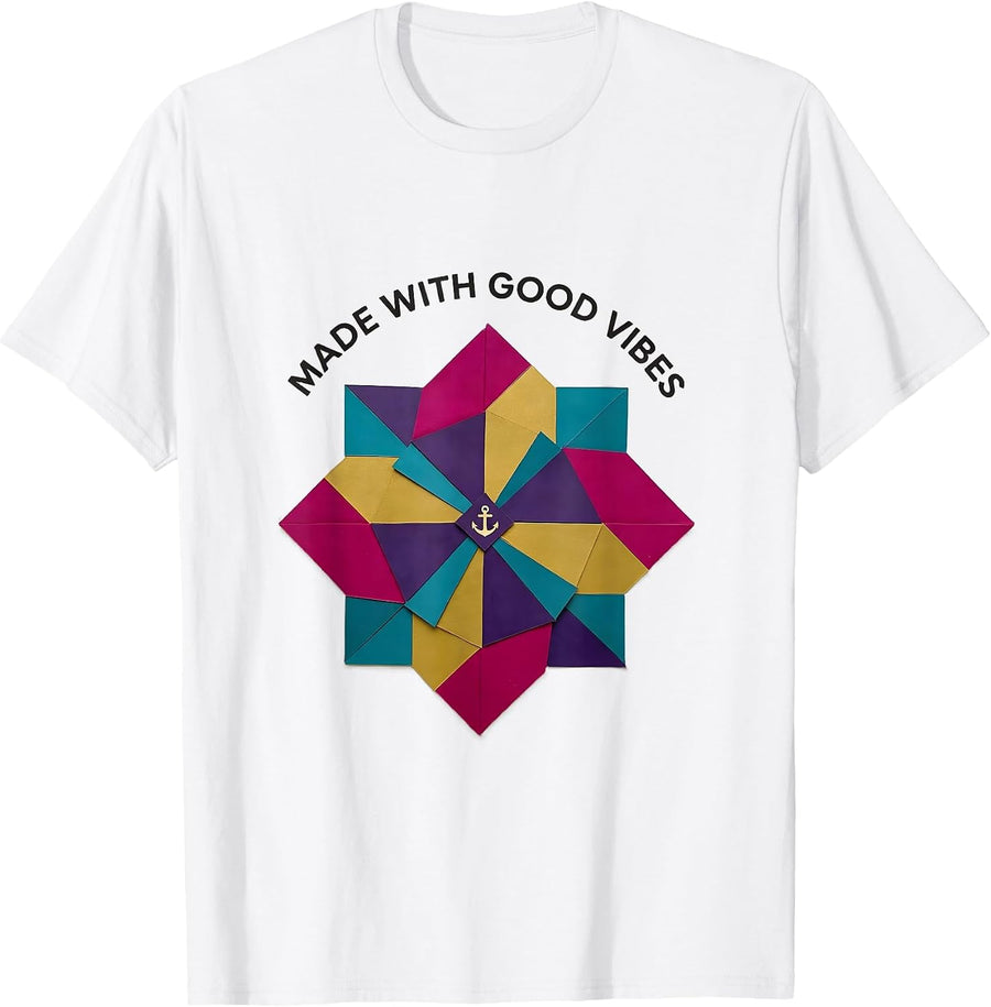 Made With Good Vibes Tie Dye Graphic Design T-Shirt - White