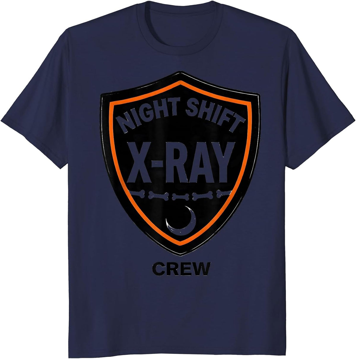Men's Night Shift X-Ray Crew Funny Radiology Tech Halloween T-Shirt - Navy Blue