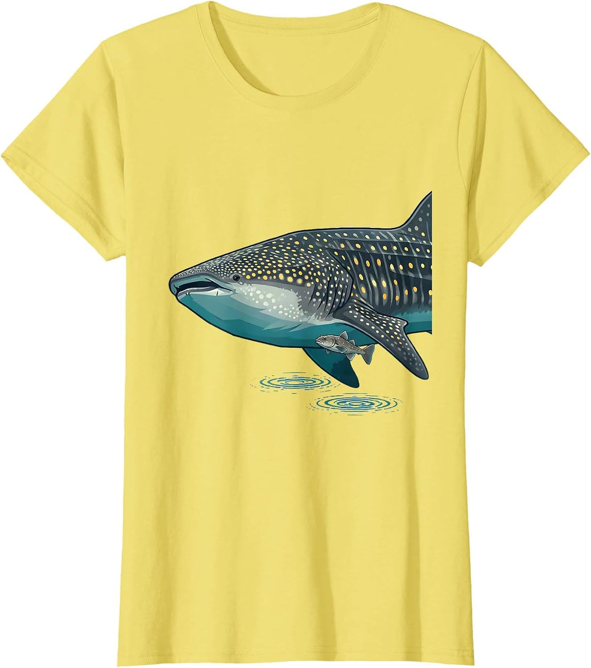 Whale Shark Flat Vector Ocean Animal Lover Gift T-Shirt - Lemon Yellow