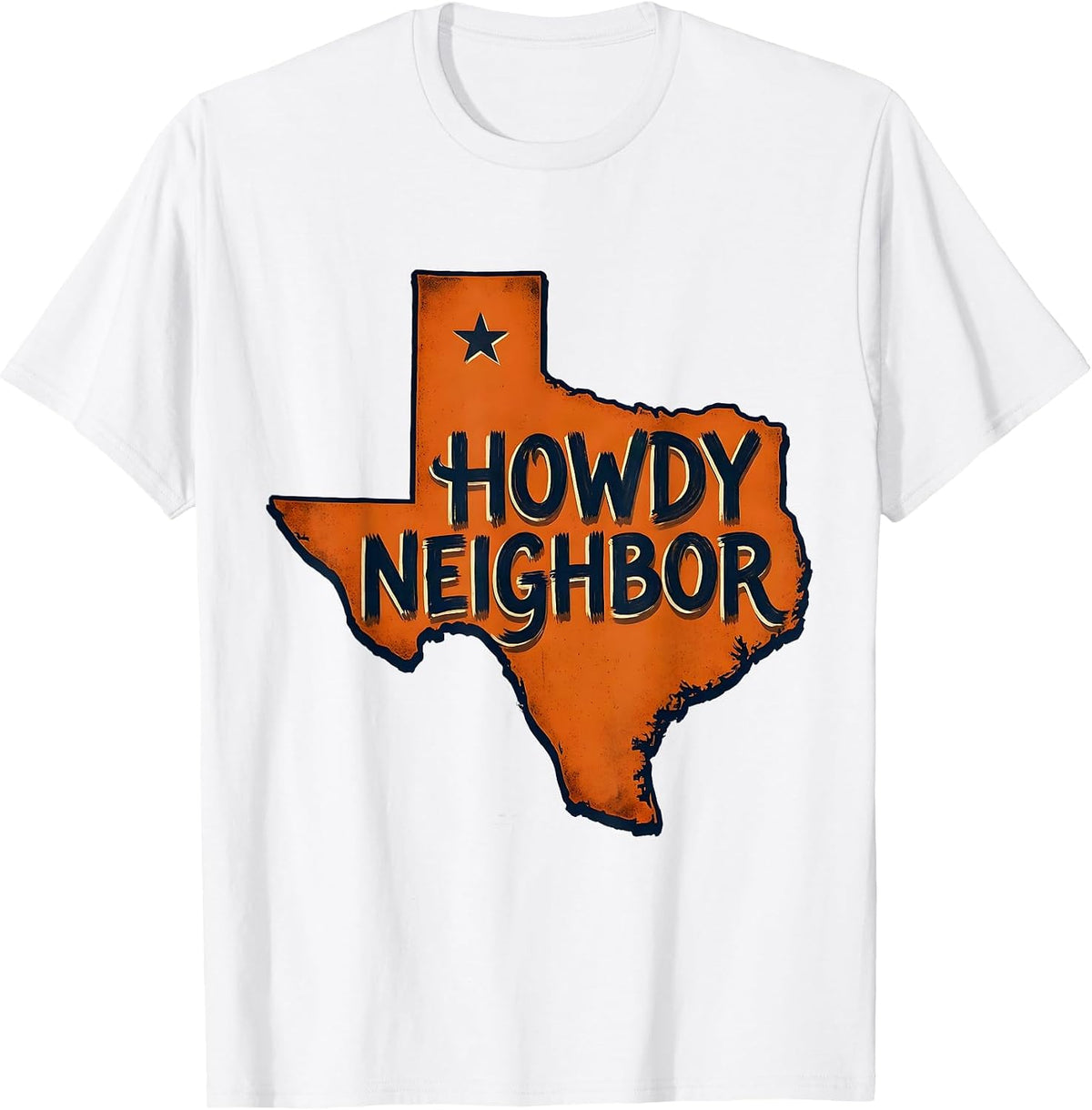 Men's Howdy Neighbor Vintage Texas State Pride Sign Painter Style T-Shirt - White
