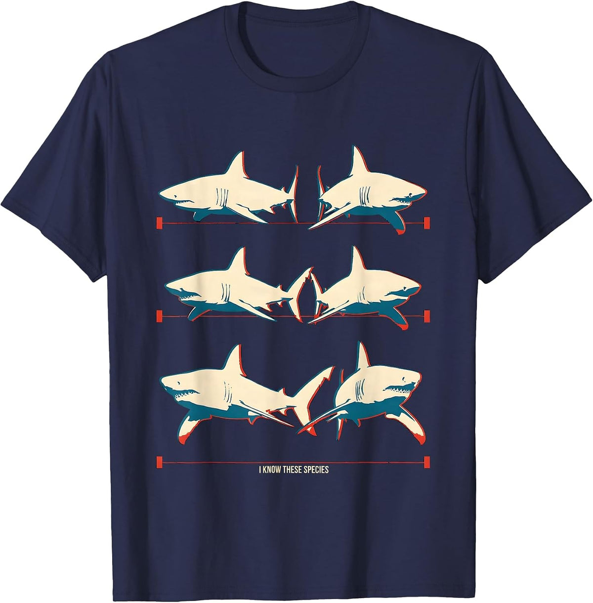 Men's I Know These Species Funny Shark Lover Marine Biology Humor T-Shirt - Navy Blue