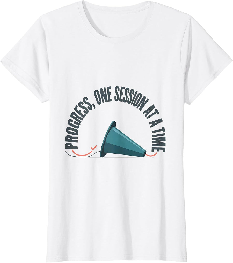 Women's Progress One Session at a Time Therapy Cone OT PT Pride T-Shirt - White