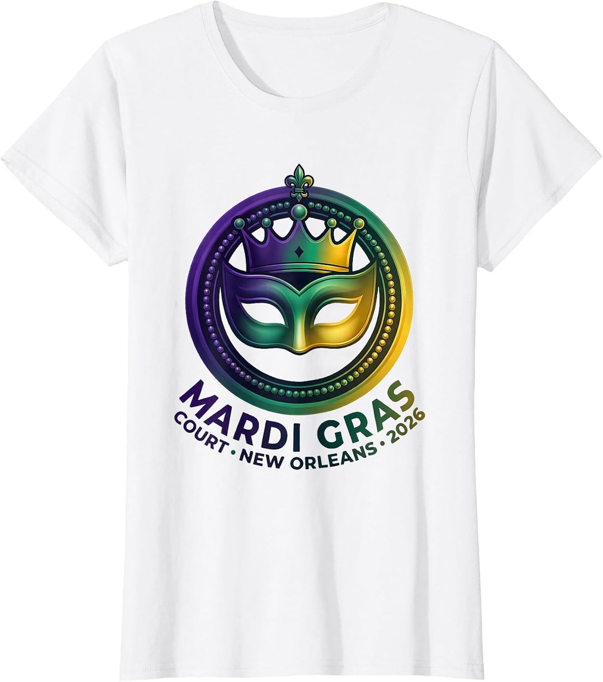 Women's Mardi Gras Court New Orleans 2026 Carnival Party Costume T-Shirt - White