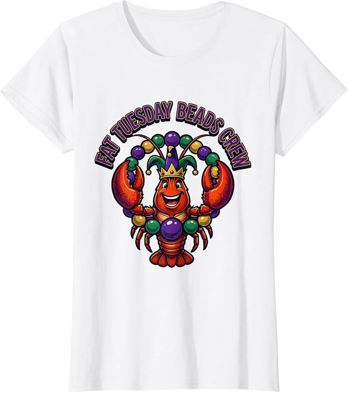 Fat Tuesday Beads Crew Funny Mardi Gras Crawfish Party Humor T-Shirt - White