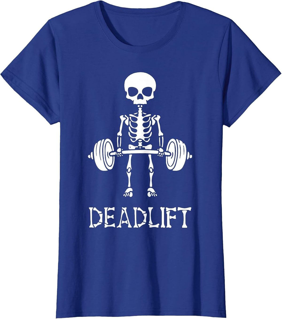 Deadlift Skeleton Gym Weight Lifting Workout Fitness T-Shirt - Royal Blue