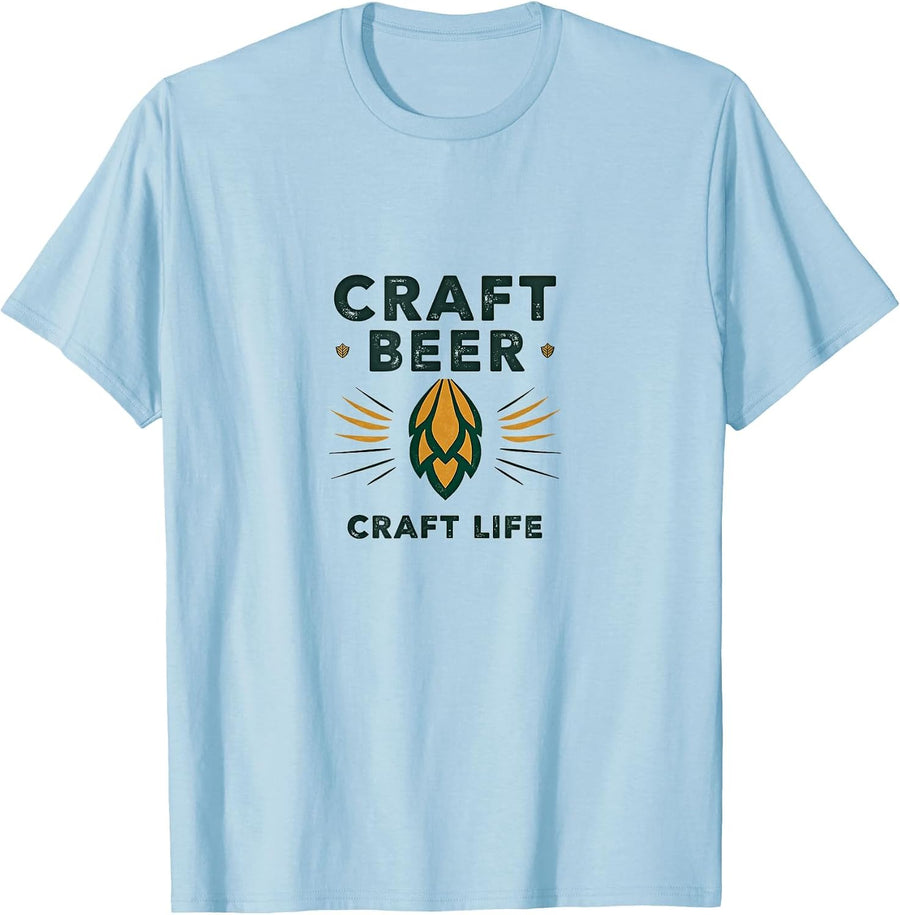 Craft Beer Craft Life Typography Design T-Shirt - Baby Blue