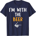 I'm with The Beer Costume Halloween Matching Couple T-Shirt - Navy Blue