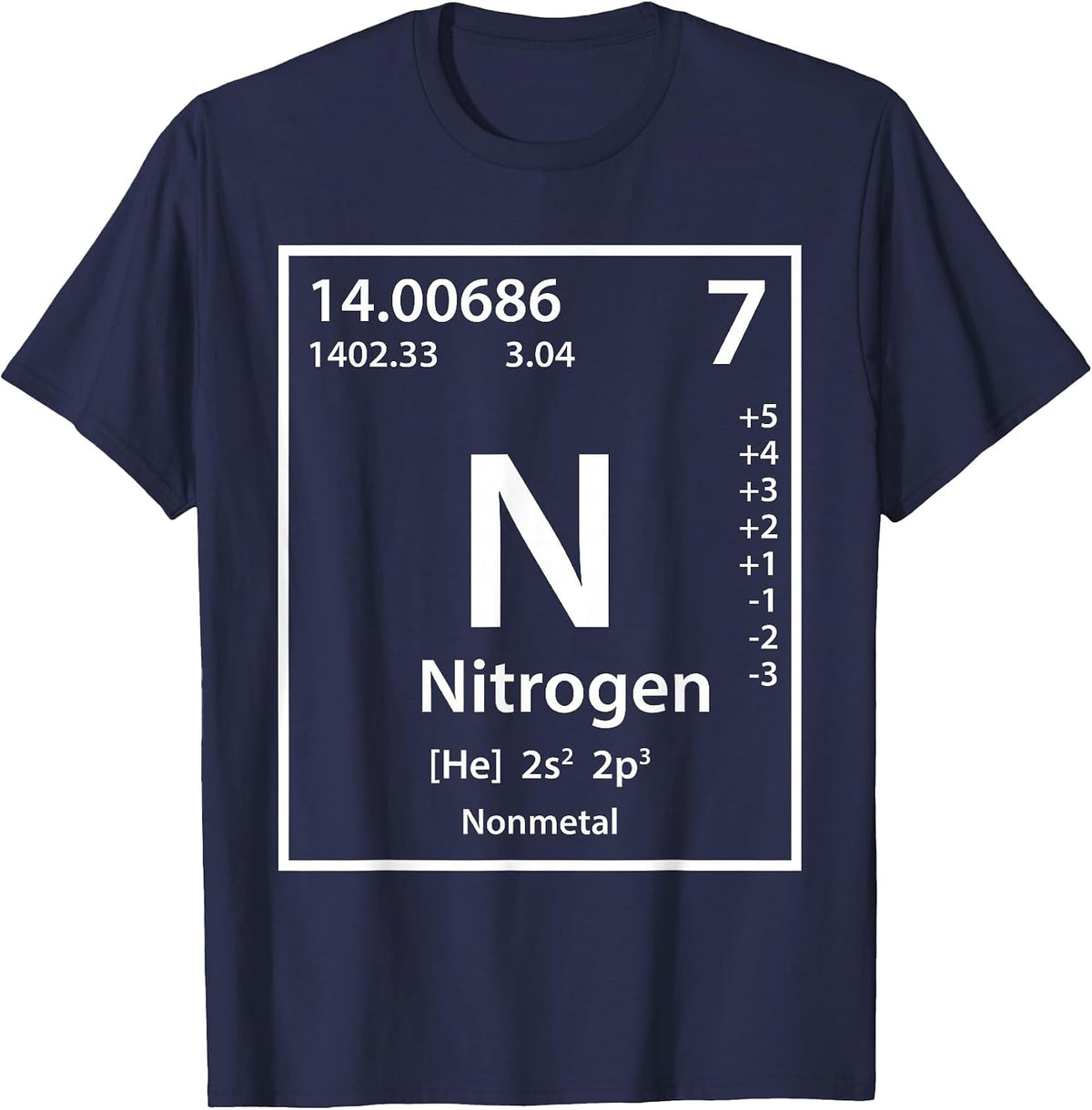 Nitrogen Element (White) T-Shirt - Navy Blue