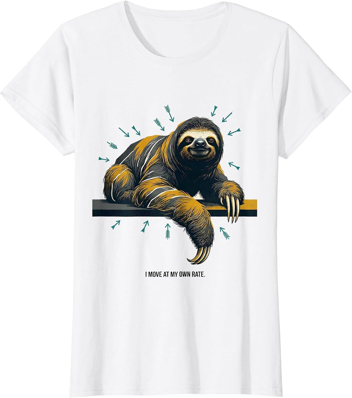 I Move At My Own Rate Funny Sloth Lover Gift T-Shirt - White