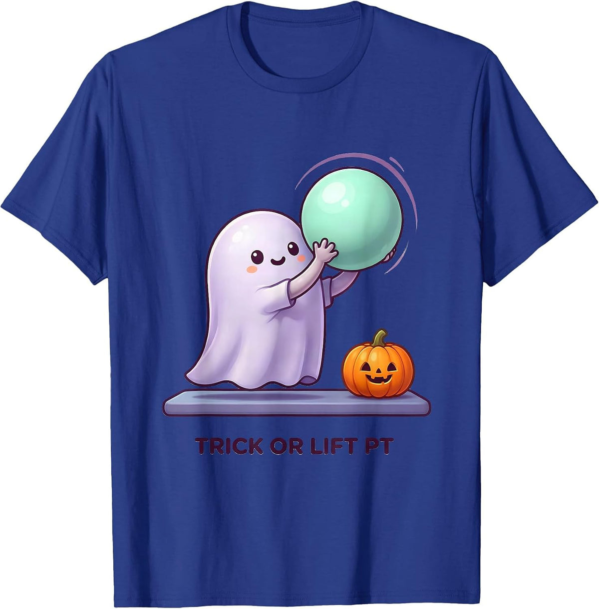 Men's Trick Or Lift PT Cute Kawaii Ghost Physical Therapist T-Shirt - Royal Blue